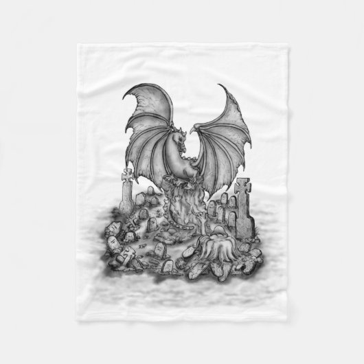 ゾンビとドラゴン フリースブランケット (正面)