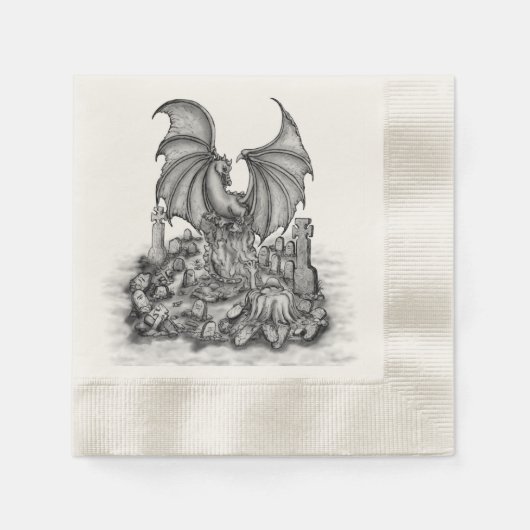 ゾンビとドラゴン 縁ありカクテルナプキン (正面)