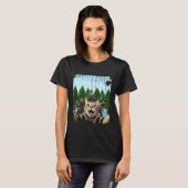 ゾンビとハロウィーンの猫の自撮り Tシャツ (正面フル)