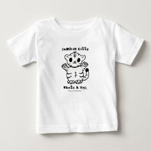 ゾンビにゃんこ抱っこして ベビーTシャツ (正面)