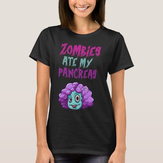 ゾンビに膵臓を食べられた 1型糖尿病 お姉さん Tシャツ (正面)