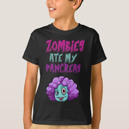 ゾンビに膵臓を食べられた 1型糖尿病 お姉さん Tシャツ (正面)