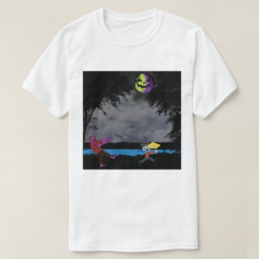 ゾンビに追われている男 Tシャツ (デザイン正面)