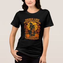 ゾンビのように踊れ ハロウィーンの魔法に満ちたウィッチのデザイン トライブレンドＴシャツ