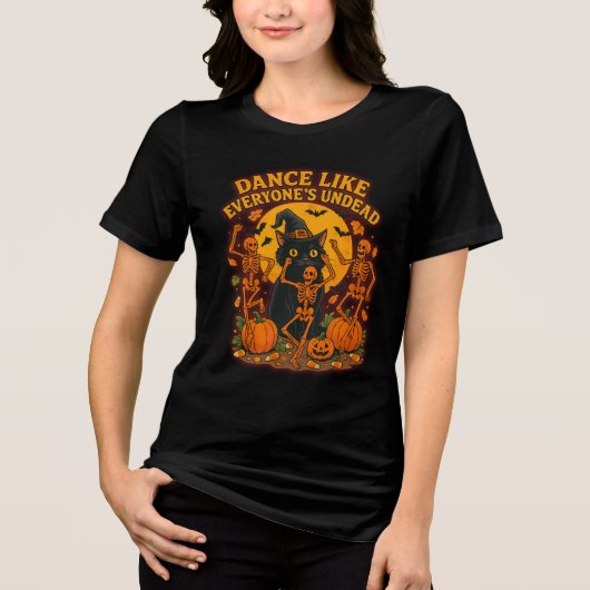 ゾンビのように踊れ ハロウィーンの魔法に満ちたウィッチのデザイン トライブレンドTシャツ (正面)