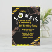 ゾンビのイエロー＆ブラック誕生日パーティー 招待状 (スタンド正面)