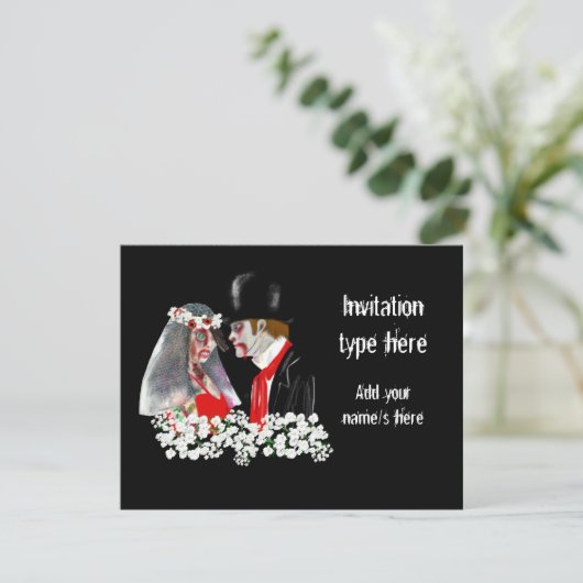 ゾンビのウェディング ブライド グルーム アクセサリーをカスタマイズ 招待状 (スタンド正面)