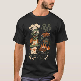 ゾンビのグリルマスター - スケルトンのBBQシェフアート Tシャツ