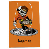 ゾンビのスケート選手名前をカスタムする及び色のギフトバッグ ミディアムペーパーバッグ (正面)