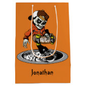 ゾンビのスケート選手名前をカスタムする及び色のギフトバッグ ミディアムペーパーバッグ (裏面)