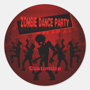 ゾンビのダンスパーティーの黒及びオレンジ ラウンドシール