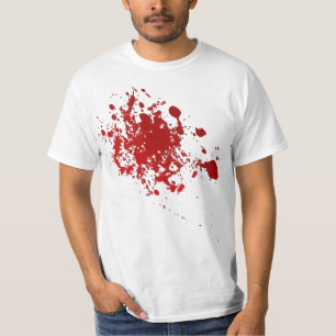 ゾンビのハロウィンの血の(ばちゃばちゃ)跳ねるの恐いワイシャツ Tシャツ