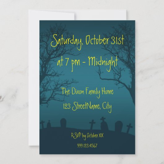 ゾンビのハロウィンの衣裳のパーティの招待状 招待状 (裏面)