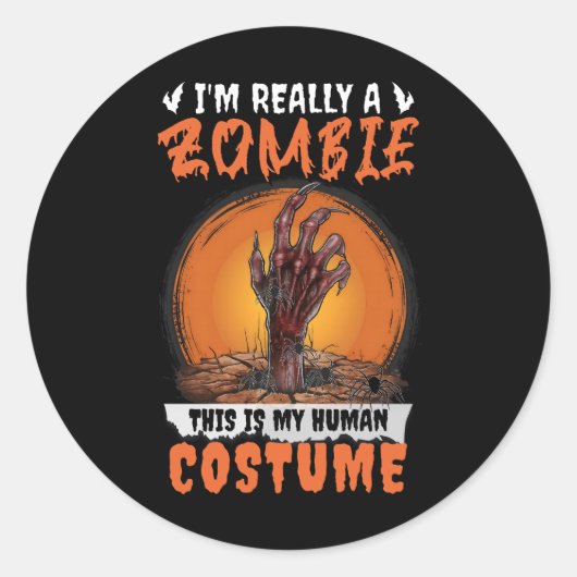 ゾンビのハロウィンコスチューム おどろおどろしい墓 ラウンドシール (正面)