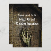 ゾンビのハロウィンパーティー招待状 招待状 (正面/裏面)