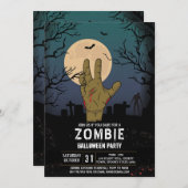 ゾンビのハローウィンパーティの黙示録の墓地手 招待状 (正面/裏面)