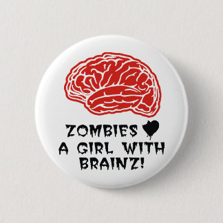 ゾンビのハートBrainzの女の子 缶バッジ