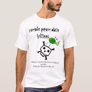 ゾンビのプロムの日付の編機械慈善T Tシャツ