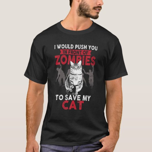 ゾンビの前で俺のCaに押し救入れる Tシャツ (正面)