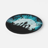 ゾンビの墓地のハロウィンの紙皿 ペーパープレート (アングル)