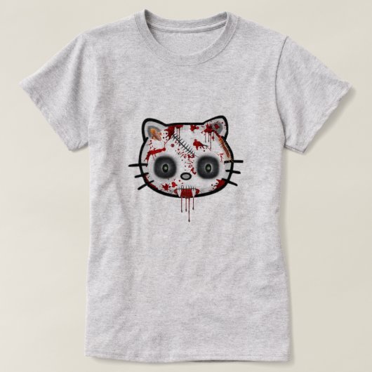 ゾンビの子猫猫おもしろいなハロウィン Tシャツ (デザイン正面)