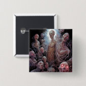 ゾンビの完全に死んでいな巣ホラーアート 缶バッジ (正面&裏面)