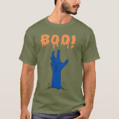 ゾンビの手ハロウィンデザイン BOO! Tシャツ (正面)