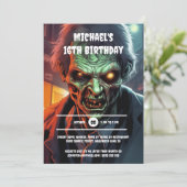 ゾンビの生き物の漫画ハローウィンパーティ少年 招待状 (スタンド正面)