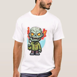 ゾンビの男の中指ハロウィン簡単コスチューム Tシャツ