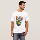 ゾンビの男の中指ハロウィン簡単コスチューム Tシャツ (正面フル)