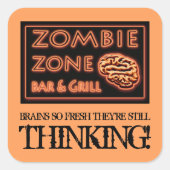 ゾンビの脳は新鮮なスティル考えズのハロウィーン スクエアシール (正面)
