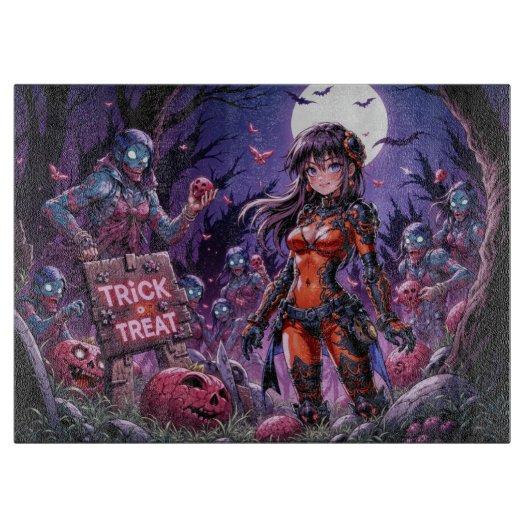 ゾンビの脳みそをハロウィンのお菓子替わりに配ってる カッティングボード (正面)