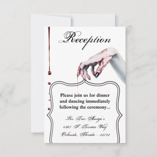 ゾンビの血がしたたり落ちる吸血鬼 ゲット  受付カード  3.5x5 招待状 (正面)