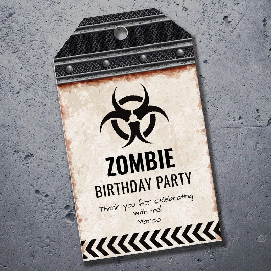 ゾンビの誕生日パーティーお礼状（バイオハザード付き） ギフトタグ