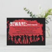 ゾンビの赤いハローウィンパーティの招待状 招待状 (スタンド正面)