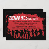 ゾンビの赤いハローウィンパーティの招待状 招待状 (正面/裏面)