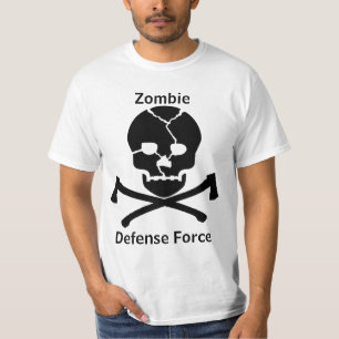 ゾンビの防衛力: スカル及び斧 Tシャツ