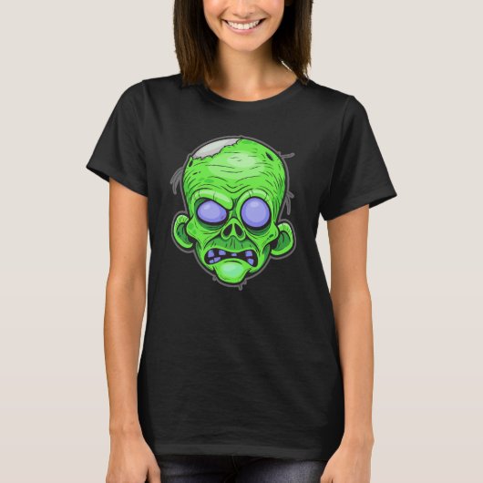 ゾンビの頭部イラストアート Tシャツ (正面)