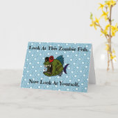 ゾンビの魚のバースデー・カード カード (黄色い花)