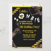 ゾンビの黄色と黒の誕生日パーティー 招待状 (正面)