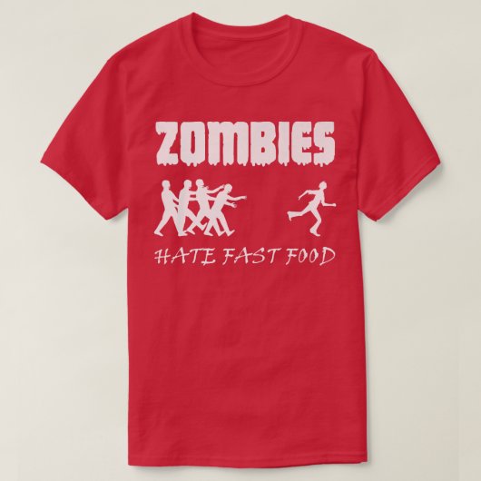 ゾンビはファストフードゾンビおかしなハロウィーン6968 Tシャツ (デザイン正面)