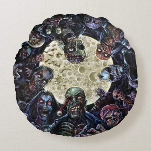 ゾンビは攻撃します(ゾンビの大群) ラウンドクッション (正面)