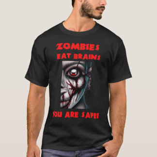ゾンビは脳みそを食べる面白い引用 Tシャツ