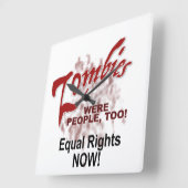 ゾンビも人間だった スクエア壁時計 (傾斜)