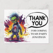 ゾンビをテーマにしたキッズパーティーありがとう ポストカード (正面)