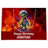 ゾンビをテーマにしたキッズパーティー ラージペーパーバッグ (正面)