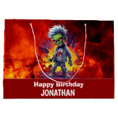 ゾンビをテーマにしたキッズパーティー ラージペーパーバッグ (裏面)