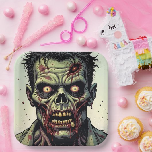 ゾンビをテーマにしたハローウィンパーティ ペーパープレート (パーティー)