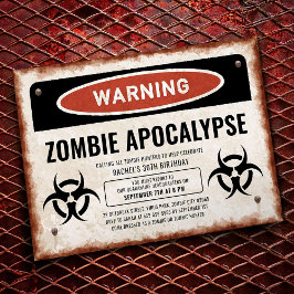 ゾンビをテーマにしたパーティー招待状と警告標識 招待状