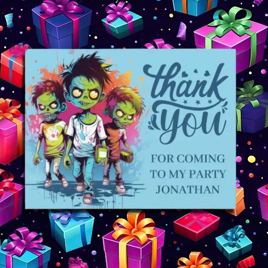 ゾンビをテーマにした男の子のハロウィン感謝カード ポストカード